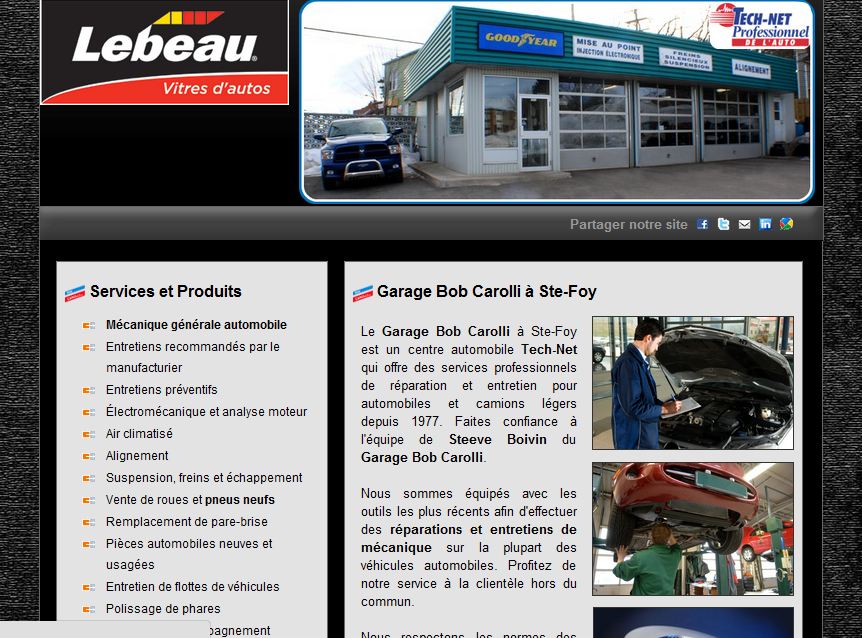 Site internet pour réparateur de pare-brise Lebeau Vitres d’autos