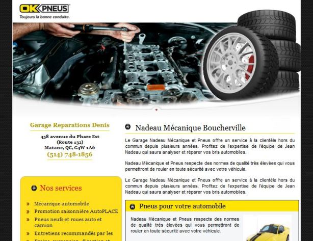 Site web pour garage Ok Pneus